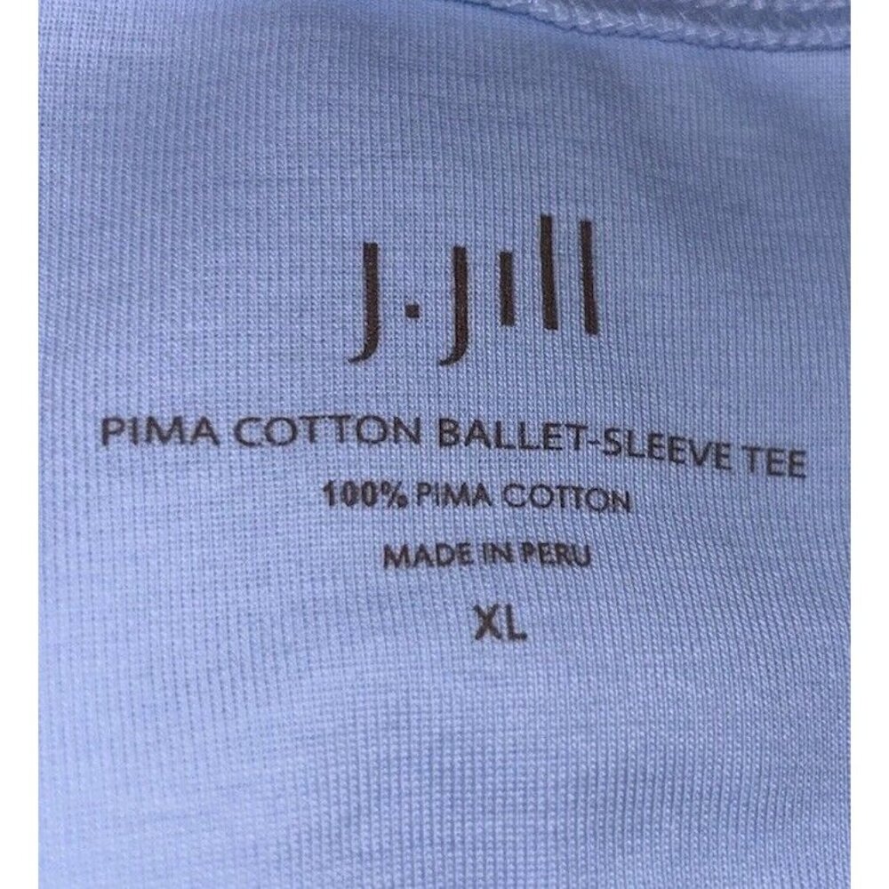 J Jill Sz XL Light Blue Pima Cotton Ballet Sleeve Tee Soft Scoop Neck Peru EUC - Picture 6 of 8